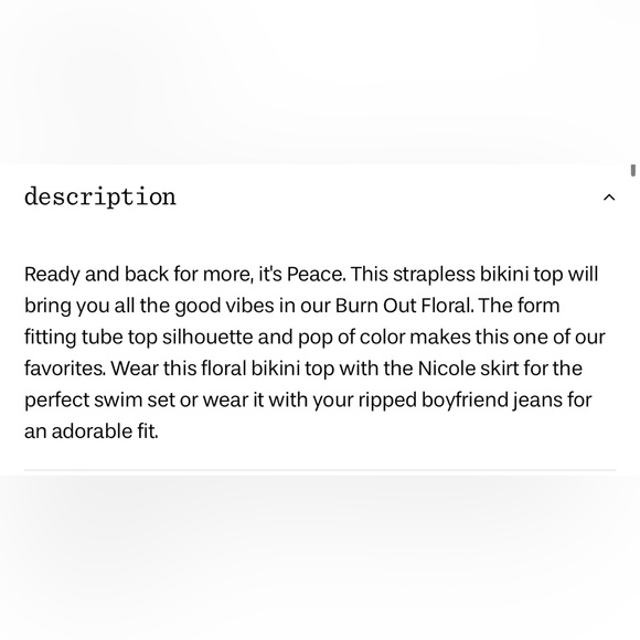 Frankie's Bikinis Floral Bandeau burn out peace top - Picture 7 of 7